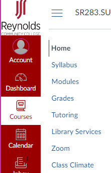 Reynolds Canvas course navigation